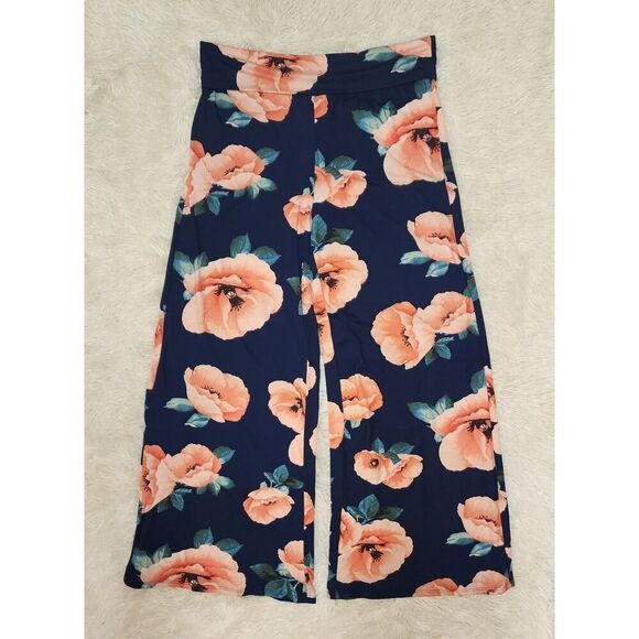 Honey & Lace Pants - HONEY & LACE Womens Palazzo Wide Leg Floral Blue Pants Boho Retro Plus Size 2X